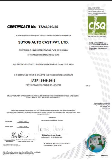 IATF 16949 certificate