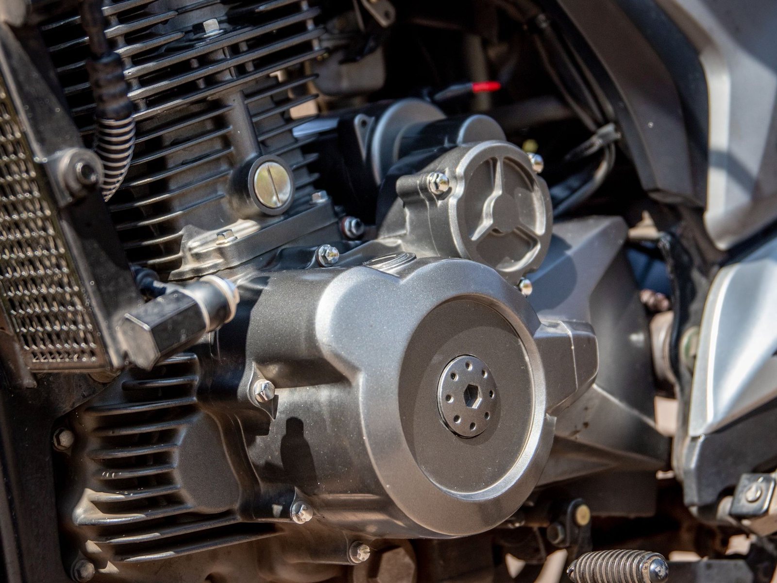 Motorcycle engine close-up (representative image)